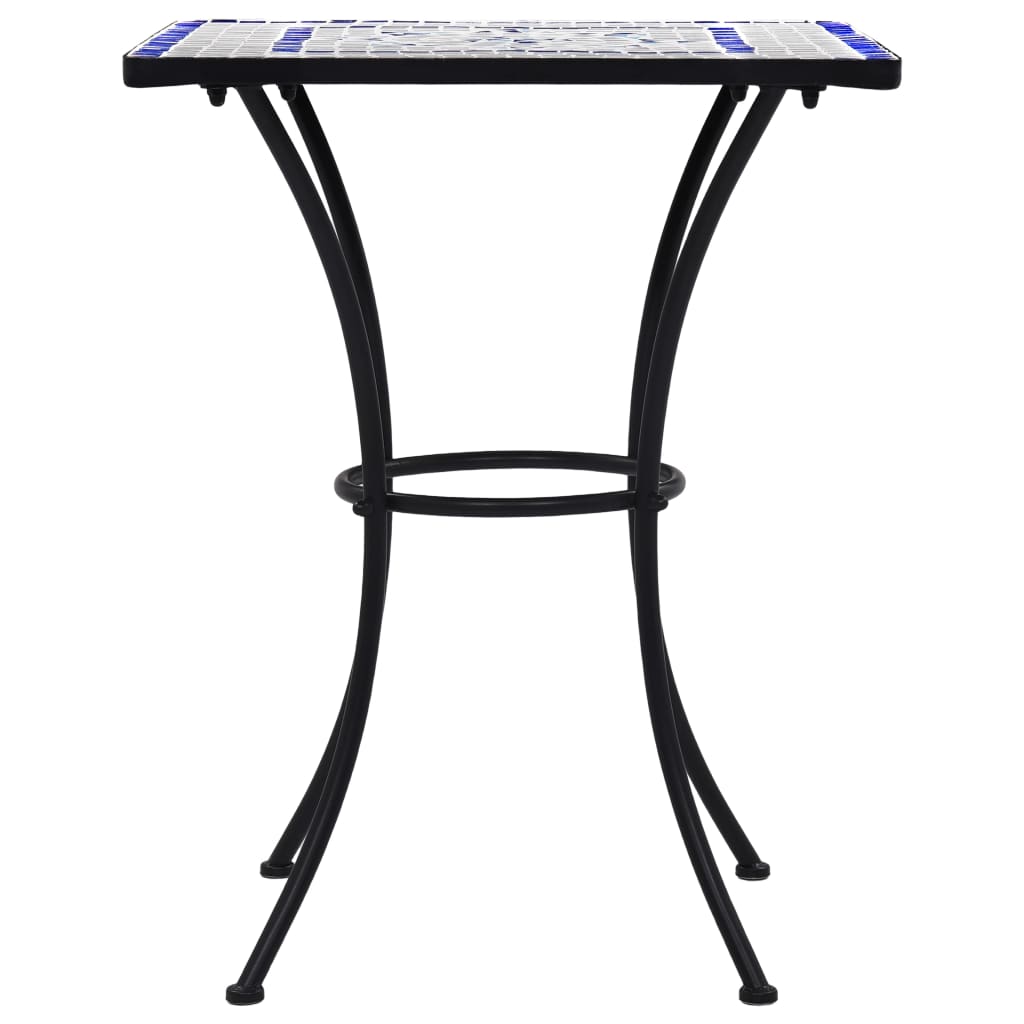 Mosaik-Bistrotisch Blau und Weiss 60 cm Keramik